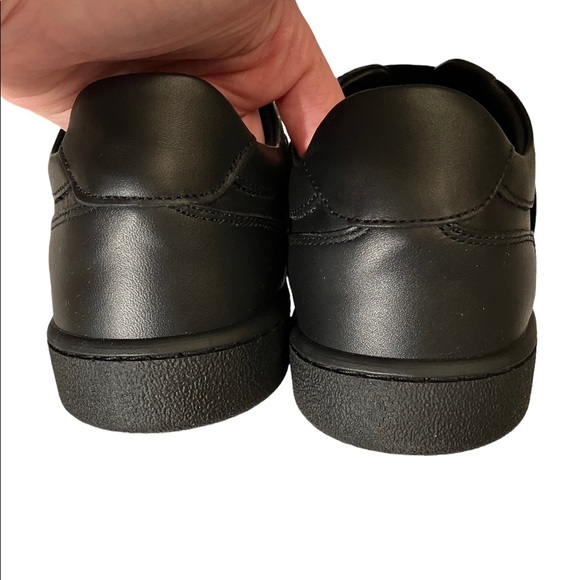 NWT Moschino Banded Slip-on Black Leather Sneakers 38 Gold Crystals - Picture 6 of 8